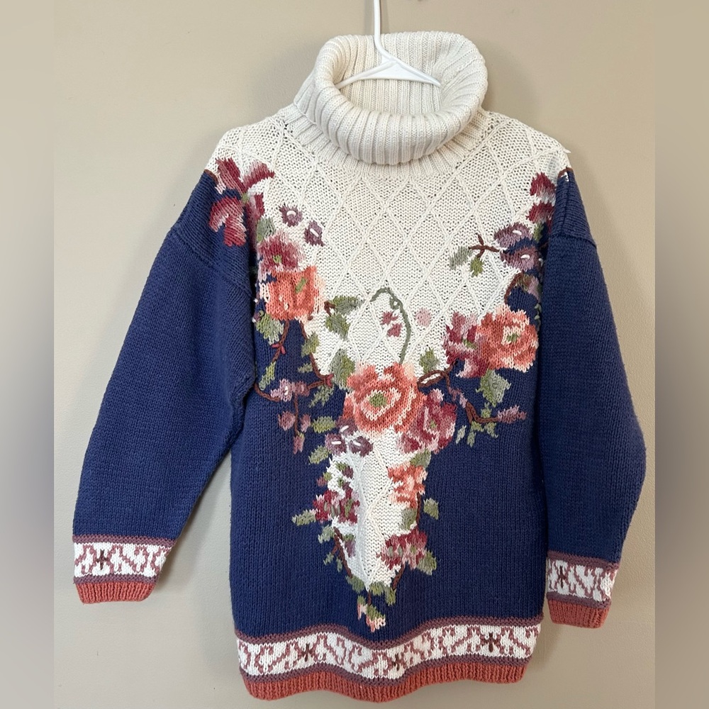 Jennifer Reed Cottage Core Hand Knit Turtleneck Sweater